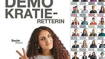 Musterplakat Frau mit Victory-Zeichen