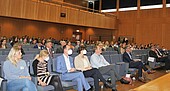 The Health Economics Talks 2022 took place as a hybrid format: in attendance in the auditorium and via online broadcast. (Image: HWG LU)