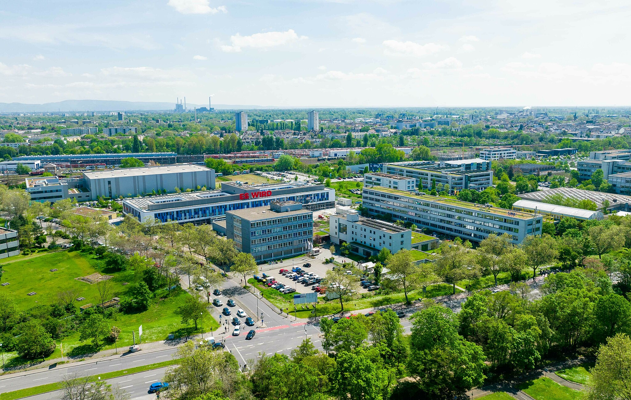 Aerial view of the university