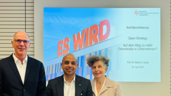 At the inaugural lecture (from left): President Prof. Dr. G. Piller, Prof. Dr. M. Gupte and Dean Prof. Dr. P. Weber-Dressler