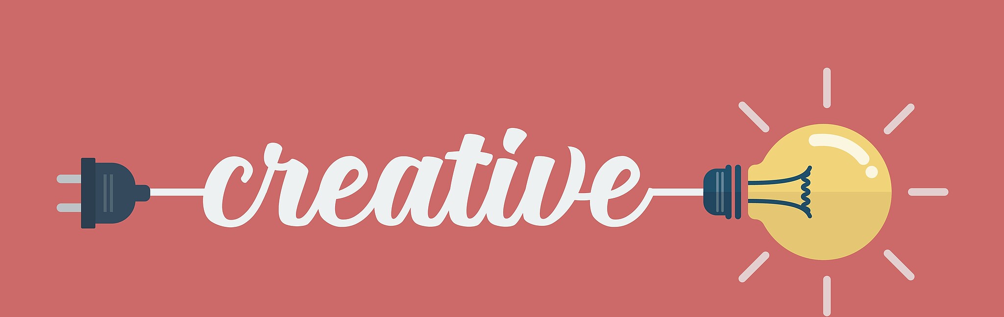 Vektorgrafik mit Glüchbirne und "creative"-Schriftzug