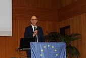 University President Prof. Dr. Gunther Piller during the welcome (Image: HWG LU)