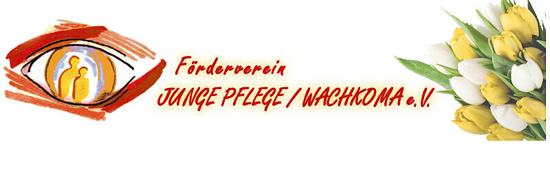 Logo des Fördervereins Junge Pflege mit Blumenstrauß.
