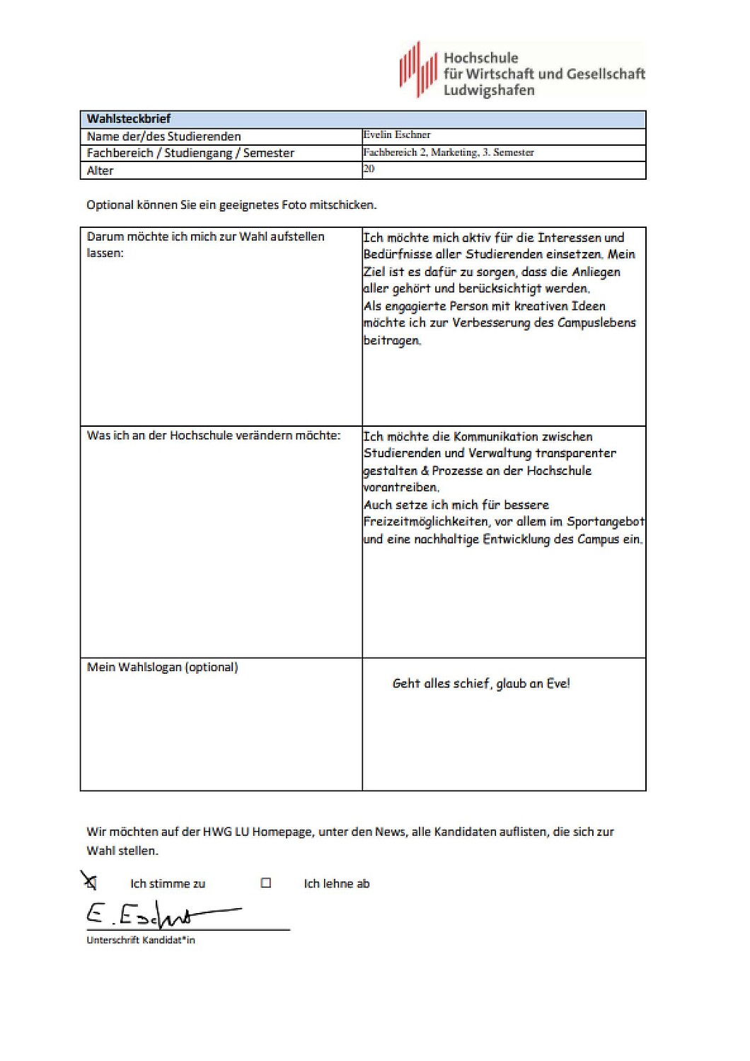 Wahlsteckbrief Evelin Eschner