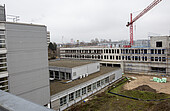 Ansicht des künftigen Erweiterungsbaus C der HWG LU aus der Perspektive der Bestandsgebäude A und B (Bild: view)