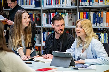 Students in library