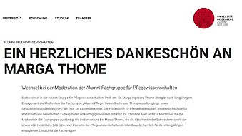 Dank an Marga Thome für ihre langjährige Moderation der Alumni-Fachgruppe Pflegewissenschaft.