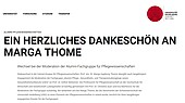 Dank an Marga Thome für ihre langjährige Moderation der Alumni-Fachgruppe Pflegewissenschaft.