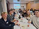 Students at the alumni wine tasting