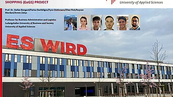 Titelseite der Präsentation von Prof. Bongard mit Fotos von ihm und Studierenden und einem Gebäudefoto im Hintergrund