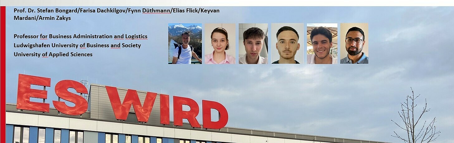 Titelseite der Präsentation von Prof. Bongard mit Fotos von ihm und Studierenden und einem Gebäudefoto im Hintergrund
