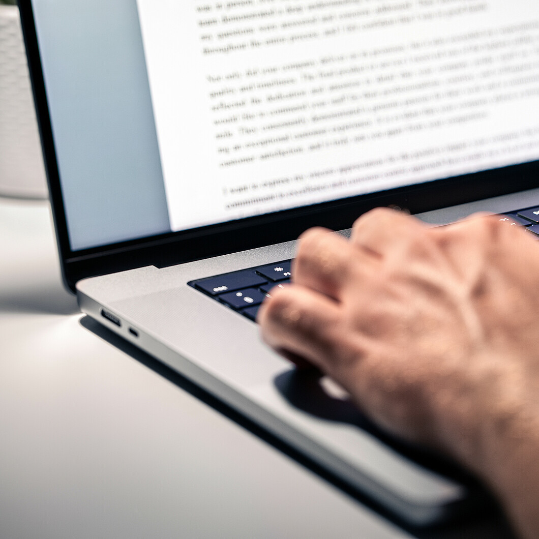 Laptop with hands