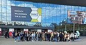 Group photo excursion department III to the trade fair of the finance and insurance industry in Dortmund