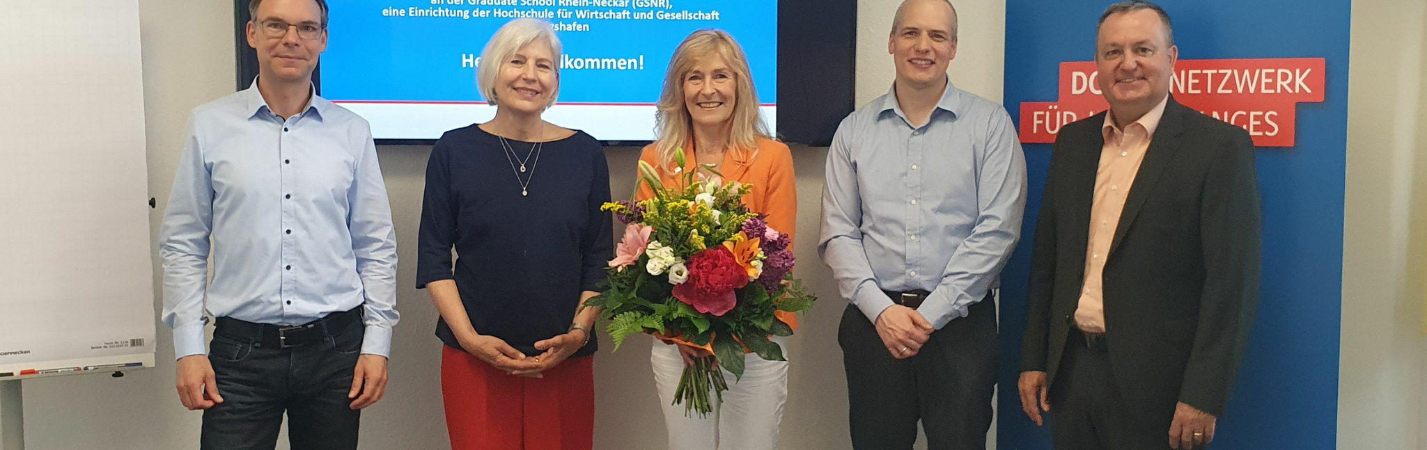 The newly elected Board of Spokespersons from right to left: Ralf Blasek, Sebastian Ruf, Margot Klinkner, Christine Jordan-Decker, Alexander Bruhns. (Image: GSRN)