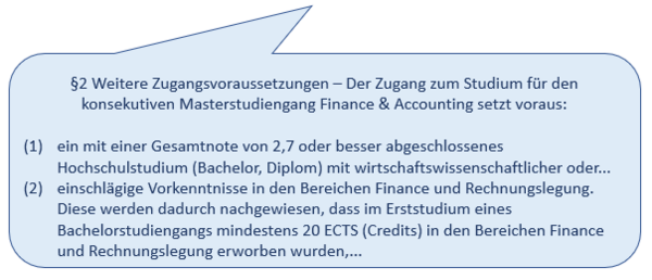 Auszug §2 SPO - weitere Zugangsvoraussetzungen Die Abbildung zeigt den §2 SPO - weitere Zugangsvoraussetzungen